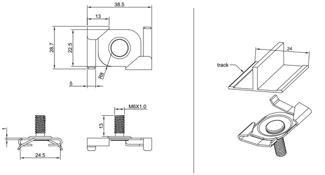 Ceiling attachments T-Bar CA027 Ceiling attachments T-Bar CA027