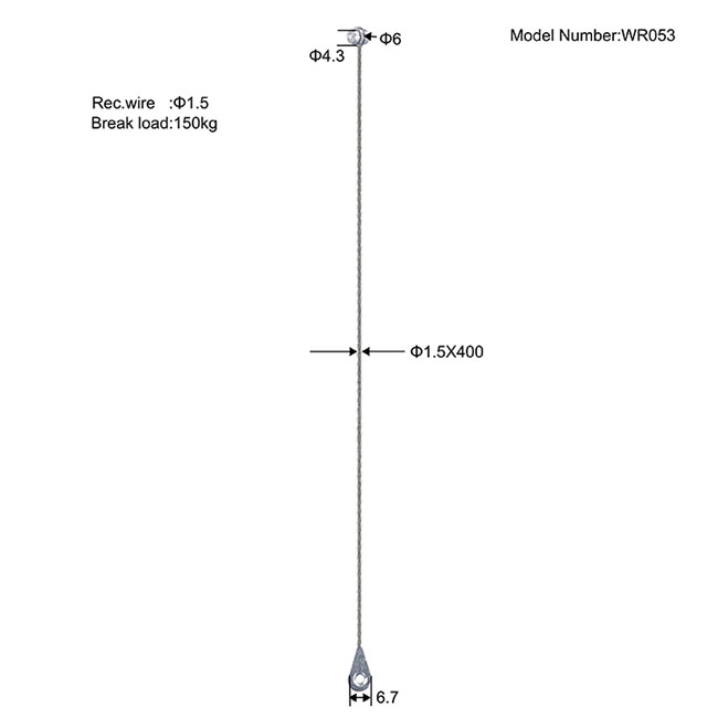 Wire Rope With End by T and Eye WR053 Wire Rope With End by T and Eye WR053